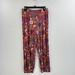 Floreat Anthropologie Women’s Joggers Floral Lounge S‎ Pants Red Casual Comfy